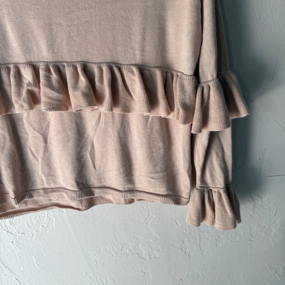 Cinq a Sept Beige Pink Silk Cashmere Ruffle Sweater XS Coquette Romantic - Picture 8 of 11